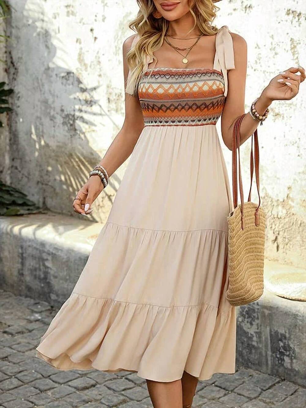 NEW LOVESOFT boho love dress in beige multi